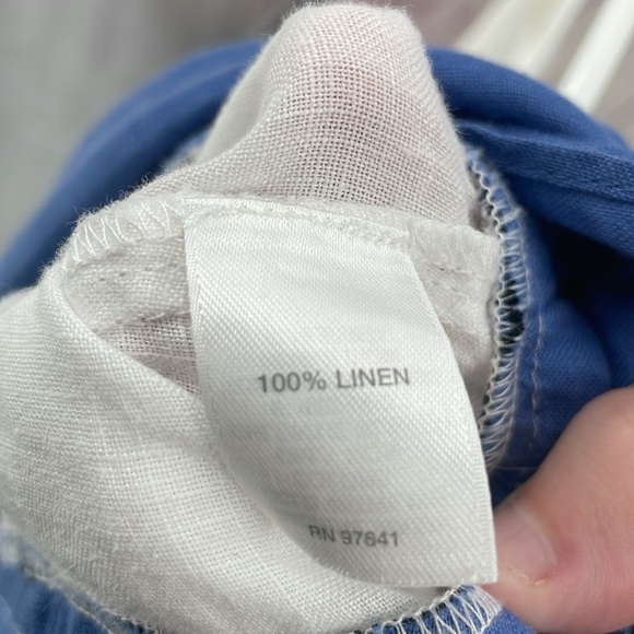 J. Jill 100% Linen Lagenlook Lightweight Color Block White Blue Shirt - Picture 4 of 5